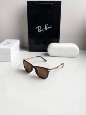 Classy Rayban Gold Brown Sunglasses