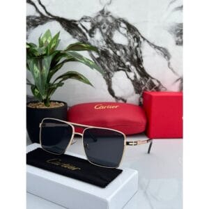 Gold Black 82 Cartier Sunglasses For Men